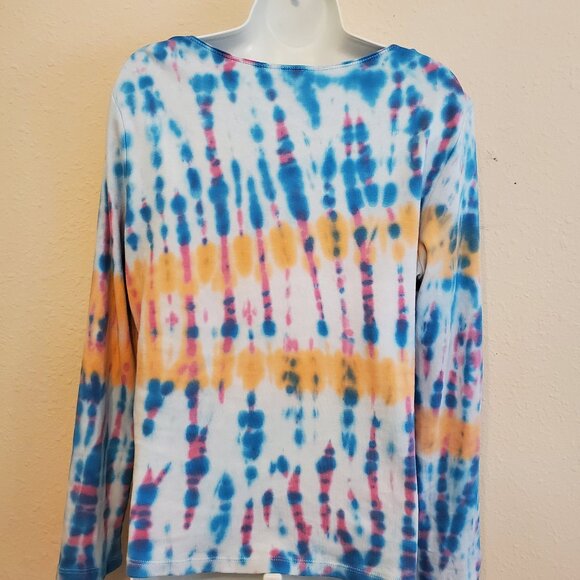 Karen Scott Women's Tie Dye Long sleeve Round neck t-shirt 100% Cotton size M. - Picture 2 of 11